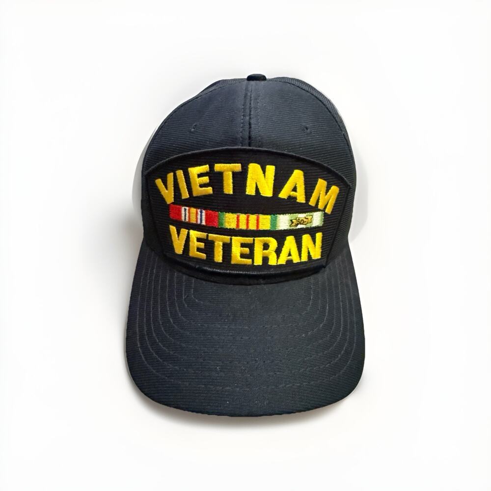 Vintage Eagle Crest Mens Navy Vietnam Veteran Patch SnapBack Hat Made in USA